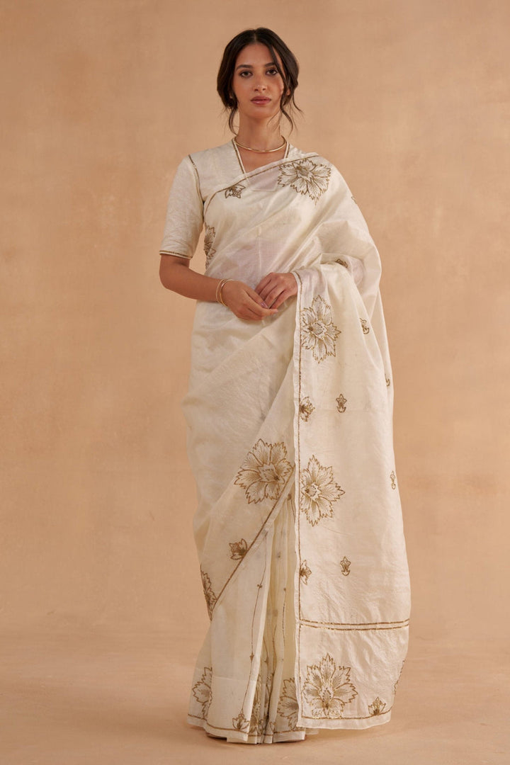 Vintage Ivory Tussar Saree