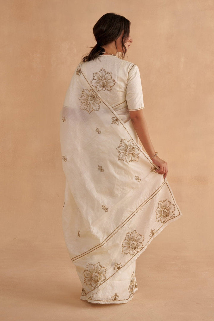 Vintage Ivory Tussar Saree