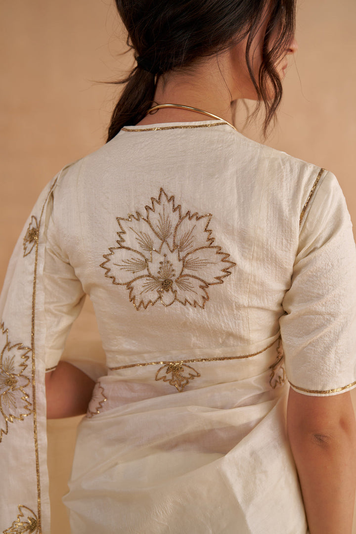 Vintage Ivory Tussar Saree